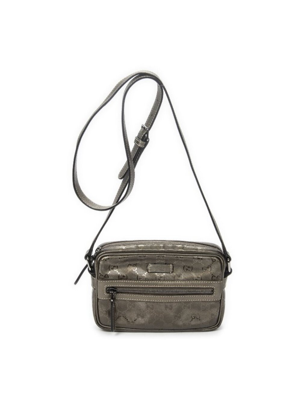 Gucci Front Zip Camera Bag Green Guccissima Imprint Canvas